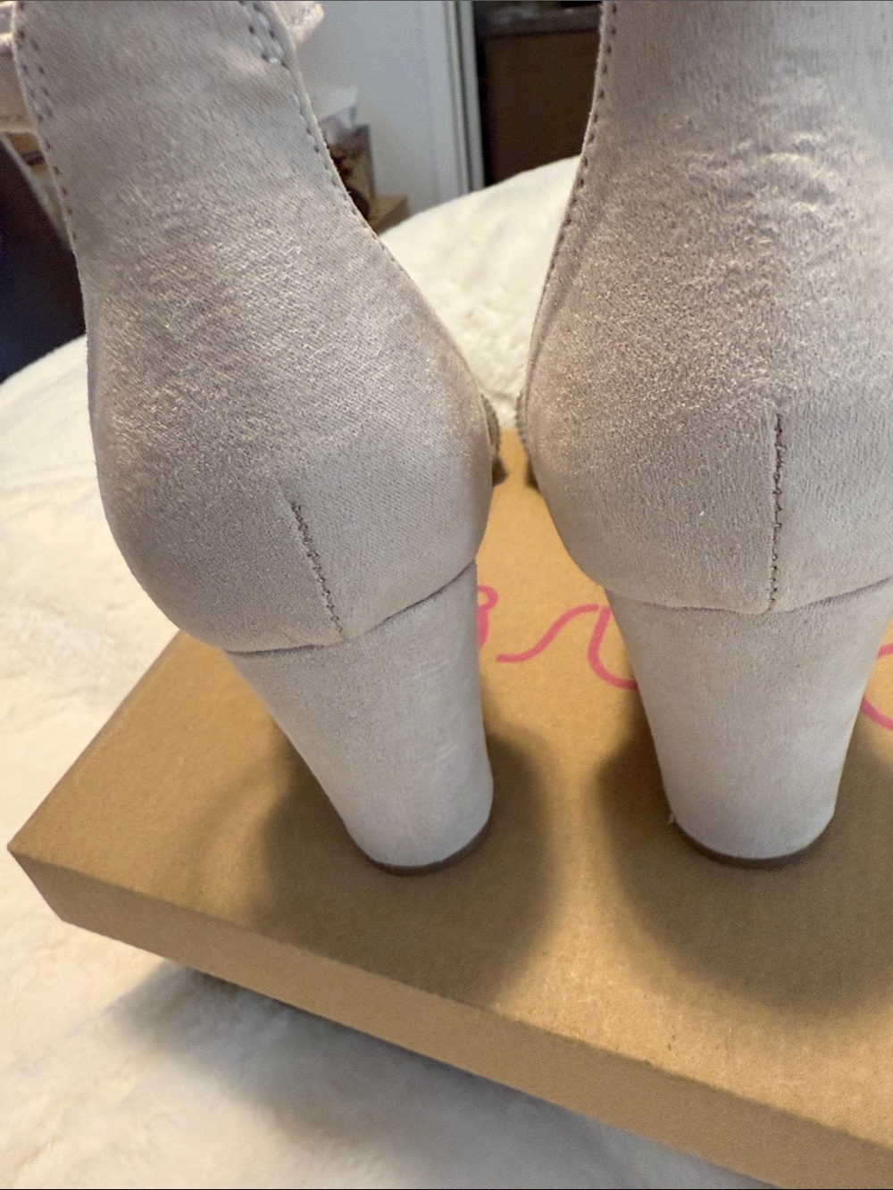 Sugar Rhinestone Nude Block Heel Sandals - Picture 7 of 11